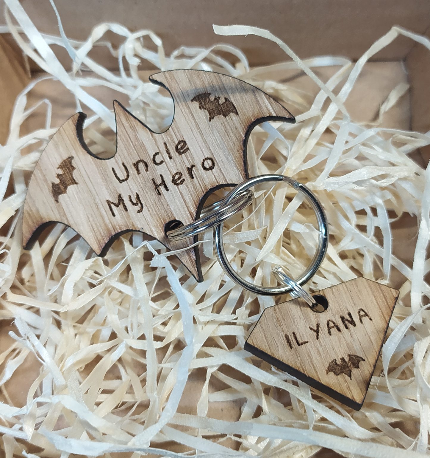 Daddy My Hero, Personalised Wooden Keyring
