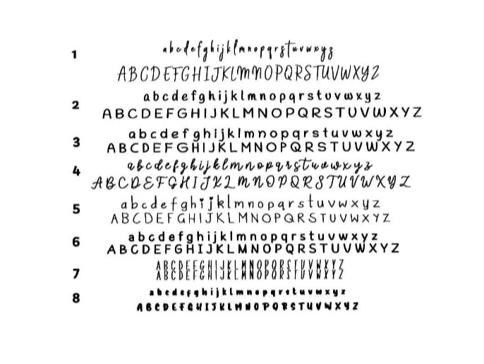 8 different texts available to be engraved