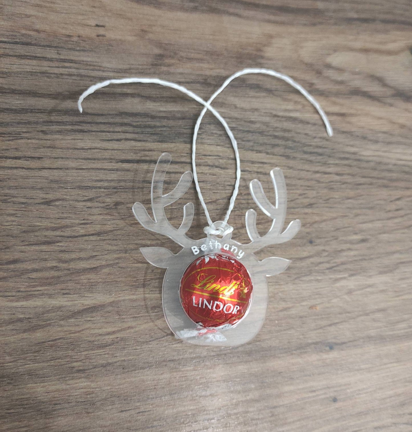 Reindeer Shape Design with Hole for Chocolate, Engraved with Custom Name