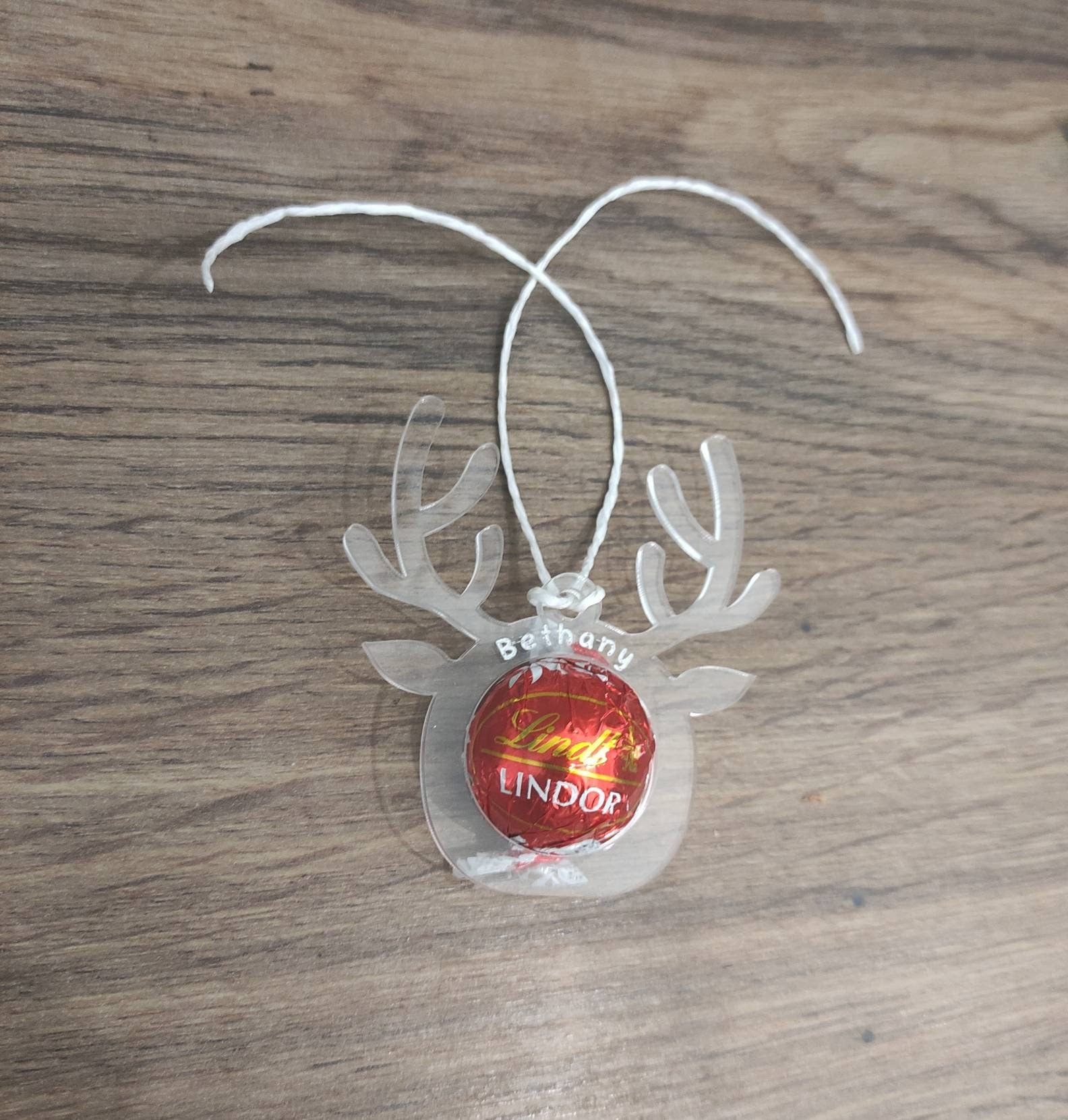 Reindeer Shape Design with Hole for Chocolate, Engraved with Custom Name