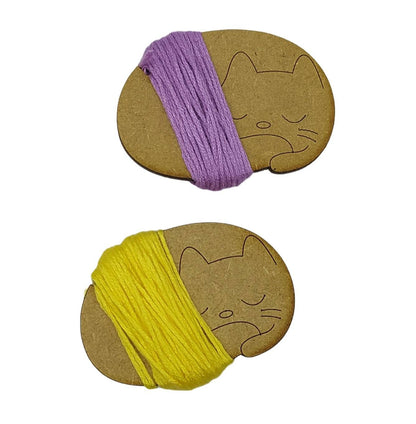 Sleeping Cat Design Bobbin – Wooden Cross Stitch and Embroidery Thread Holder with a small gap on the top left to secure your thread in place. Perfect for organising sewing and craft supplies