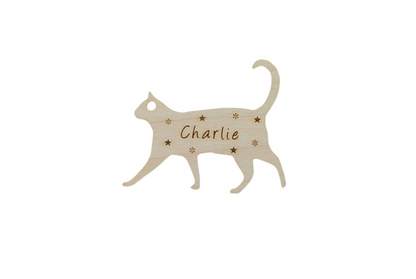 Personalised Wooden Cat Christmas decorations