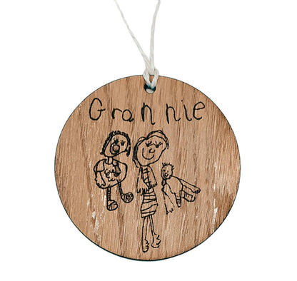 Circle Wooden Decoration, engraved with your own drawing 