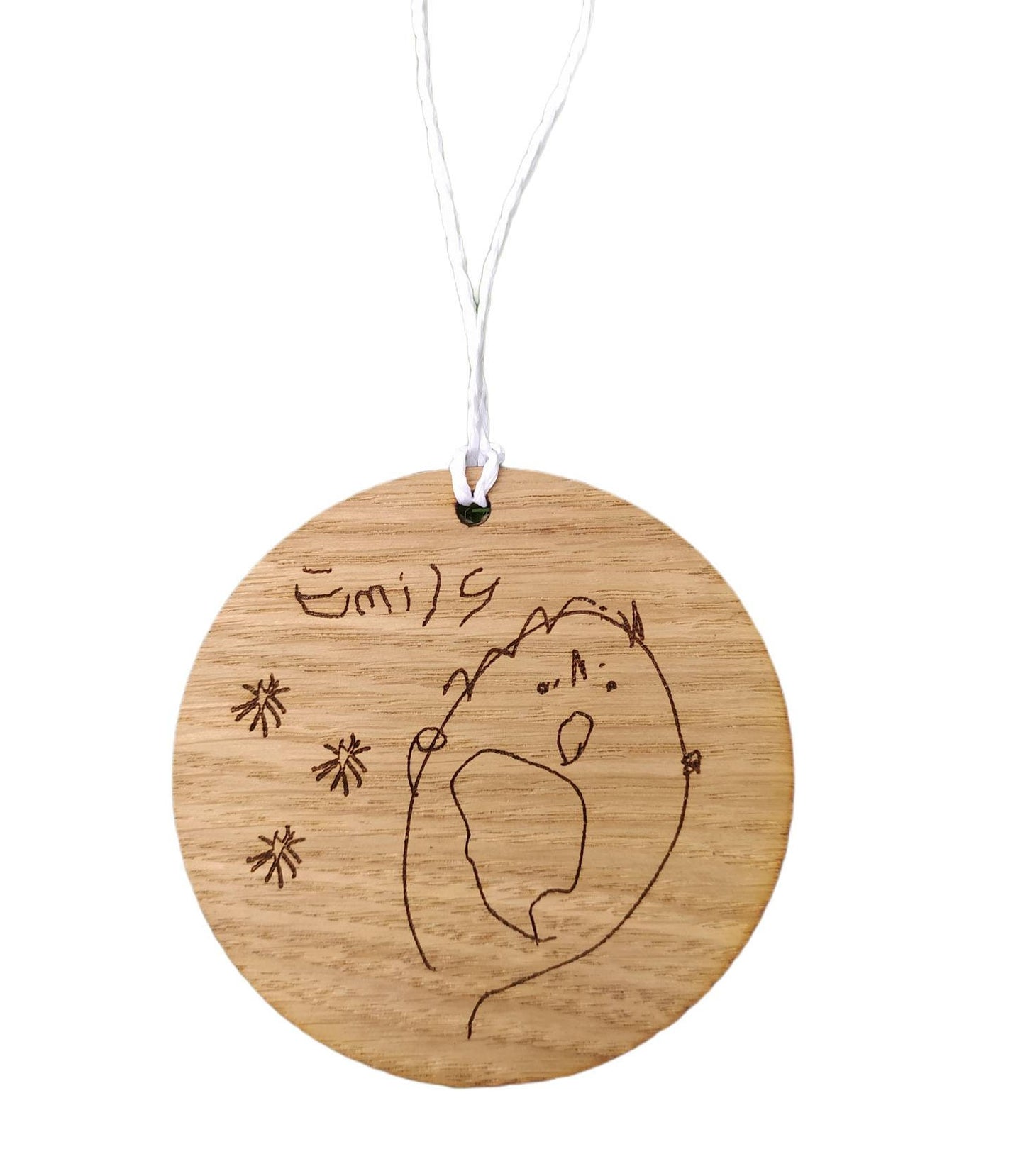 Circle Wooden Decoration, engraved with your own drawing 