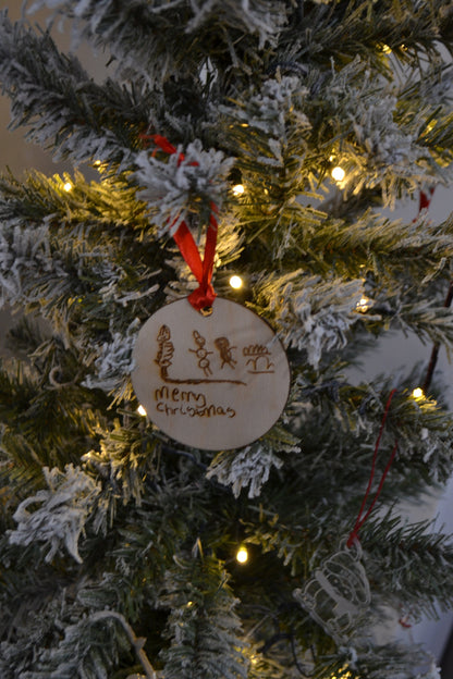 Circle Wooden Decoration, engraved with your own drawing 