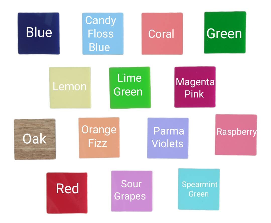 Different colours available for Keyrings 