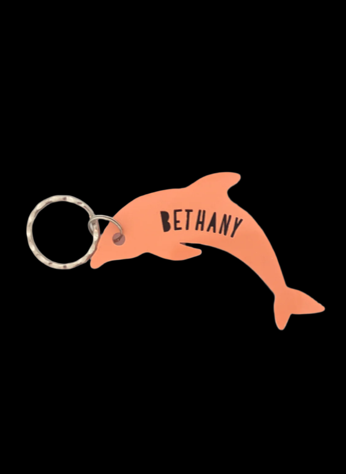 Dolphin Acrylic Keyring with name cut out in the middle. 