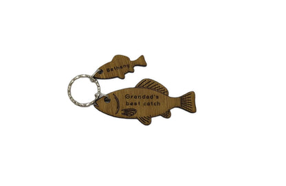 Fish Keyring with 'Grandad's Best Catch' Engraved, Includes Smaller Charms for Personalised Names