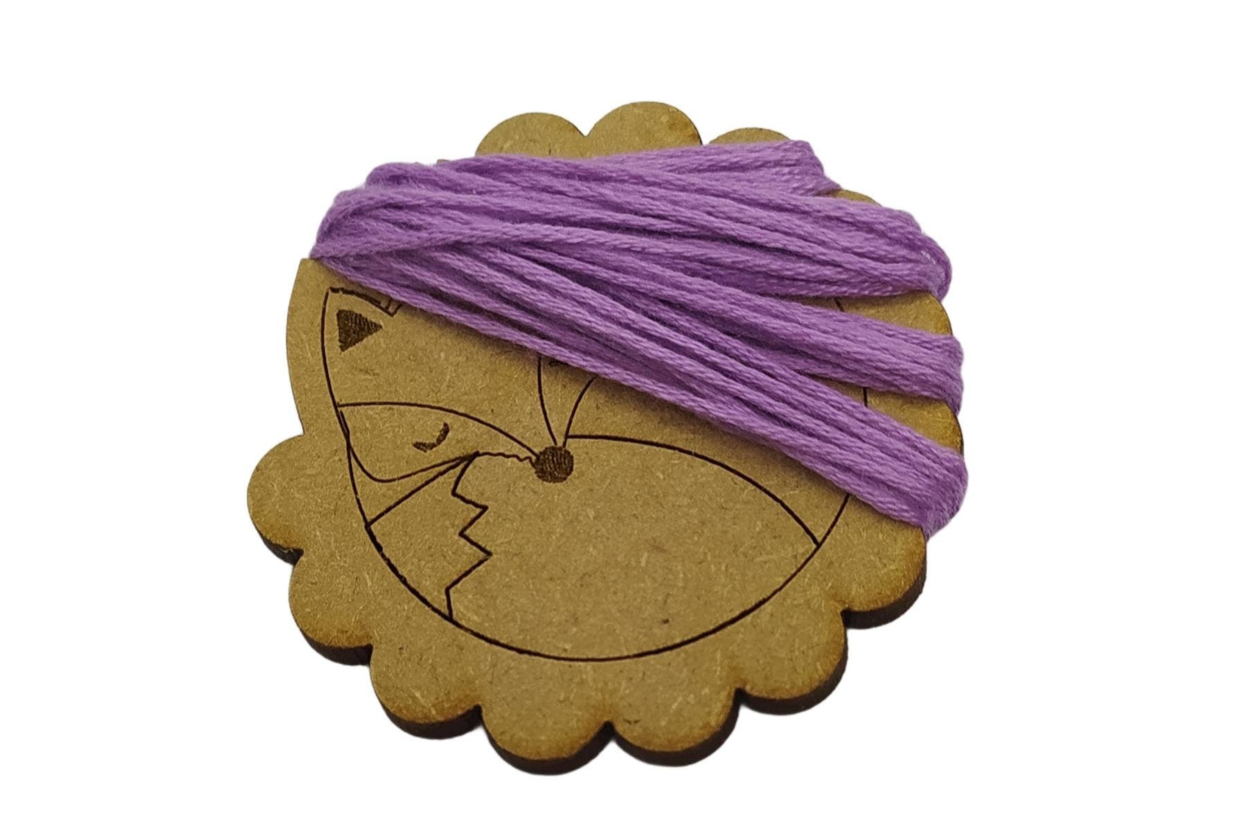 Sleeping Fox Design Bobbin – Wooden Cross Stitch and Embroidery Thread Holder with a charming nature-inspired design, perfect for organising your threads.