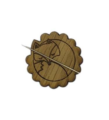 Fox Needle Minder with a strong magnet, designed to keep your needles organized while working on embroidery or cross stitch projects.