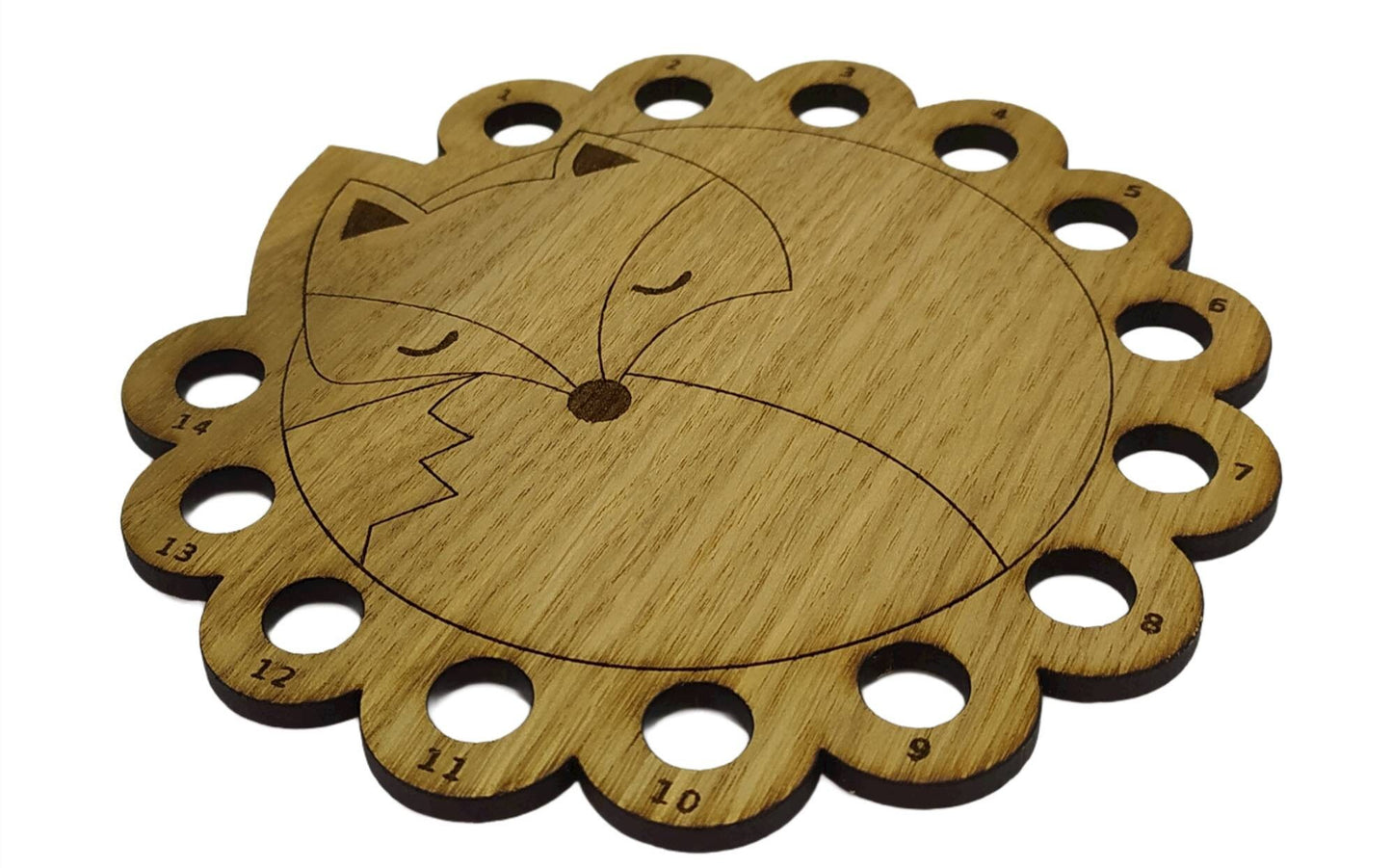 Curled up fox thread holder with 14 holes for thread