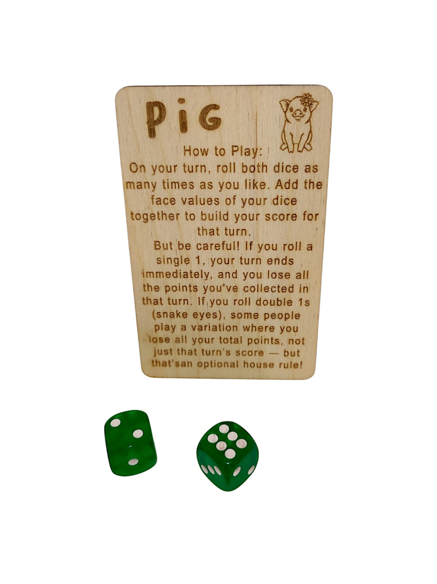 Farkle & Pig Wooden Dice Game Set – Fun for All Ages!