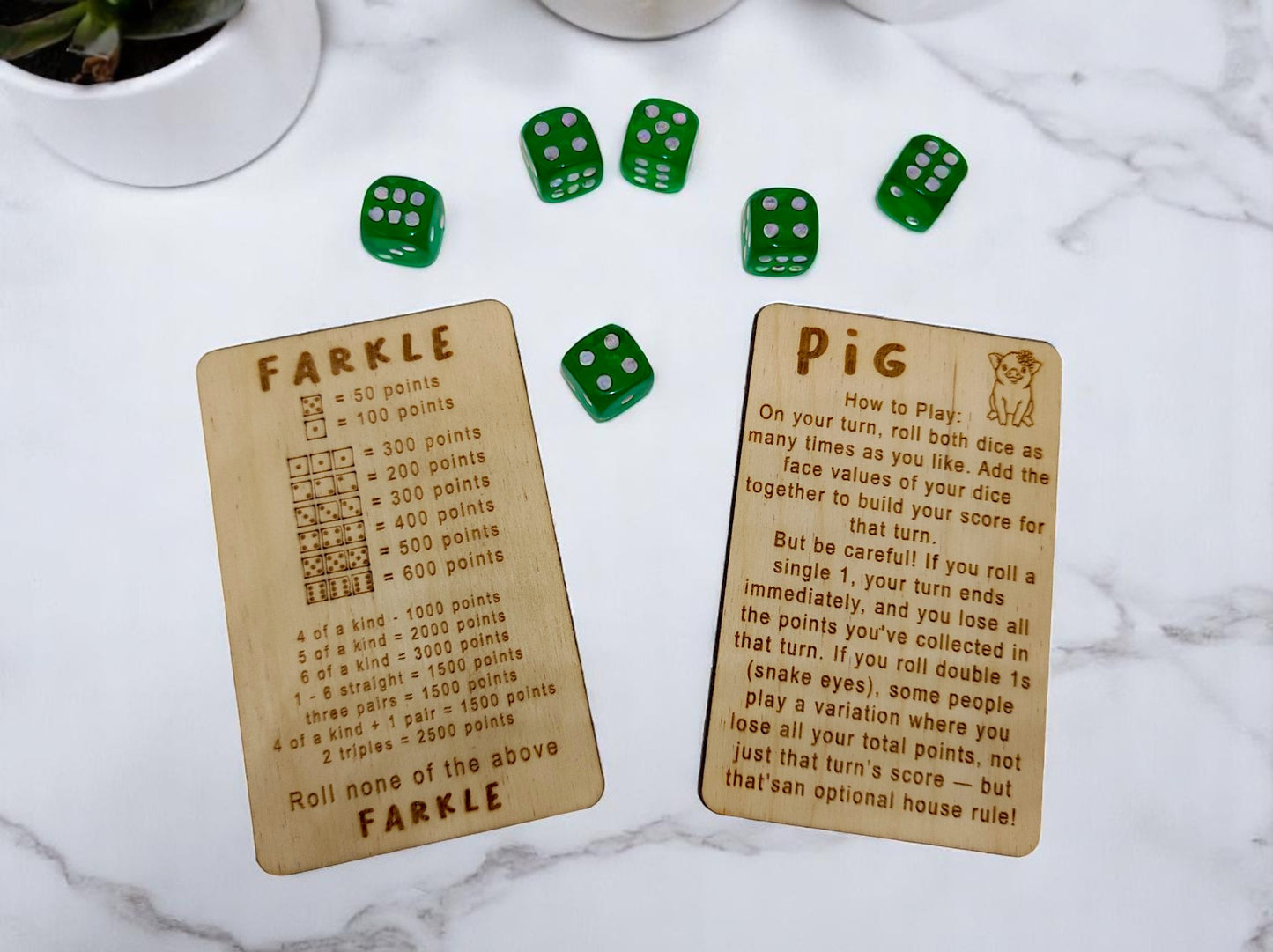 Farkle & Pig Wooden Dice Game Set – Fun for All Ages!