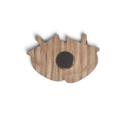 Strawberry magnetic needle minder, laser engraved oak, for cross stitch and embroidery