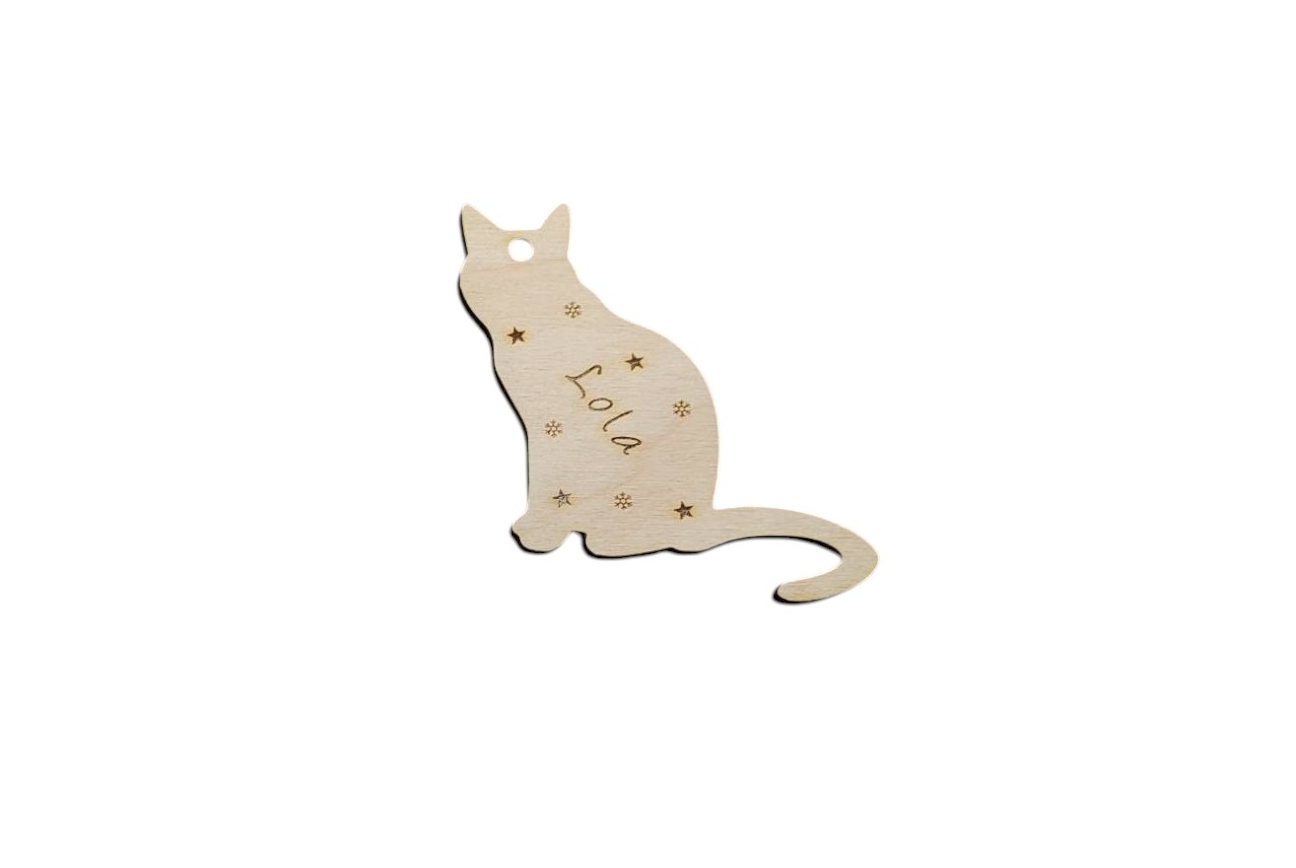 Personalised Wooden Cat Christmas decorations
