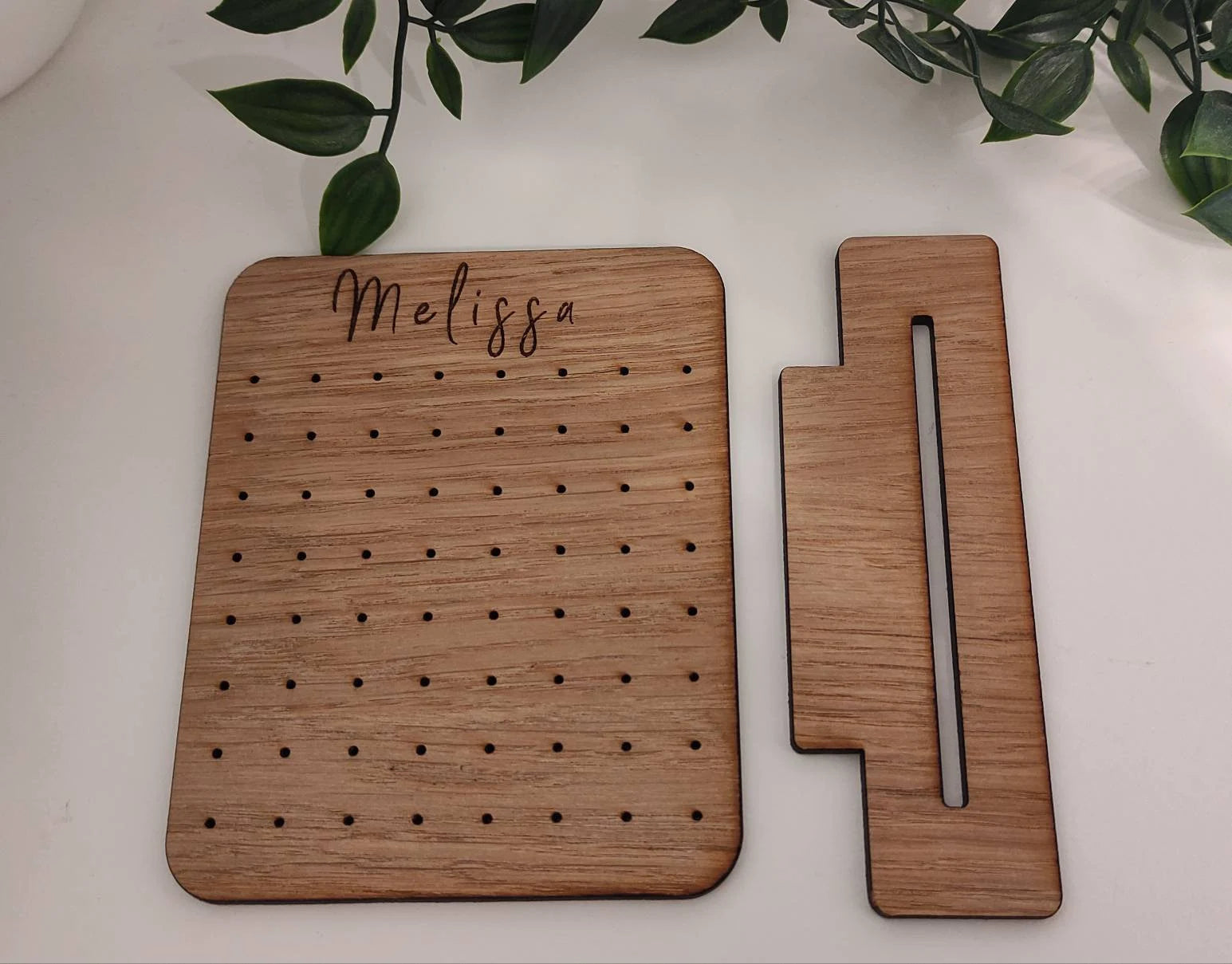 Personalised wooden earring holders, holds 32 earring studs. 