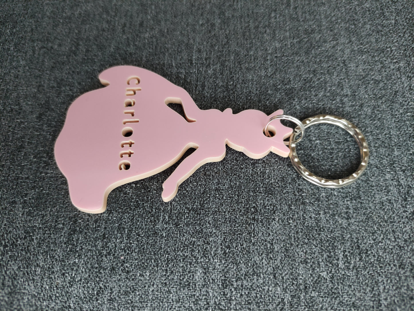 Princess shape acrylic keyrings, with any name cut out in the middle