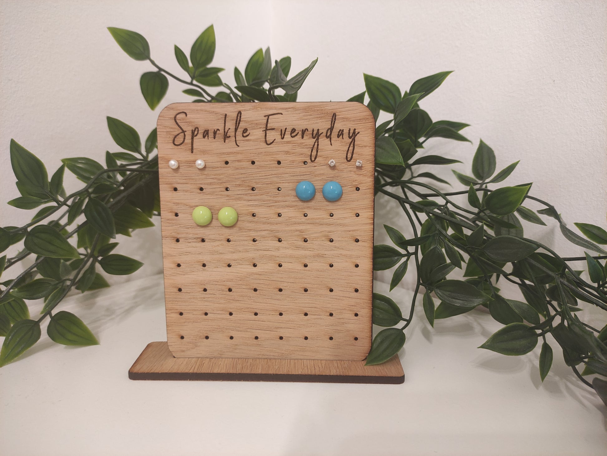 Personalised wooden earring holders, holds 32 earring studs. 