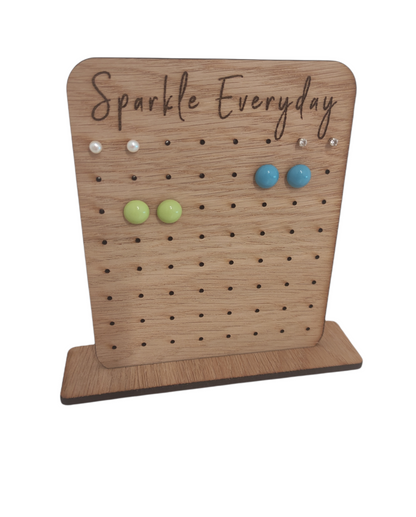 Personalised wooden earring holders, holds 32 earring studs. 