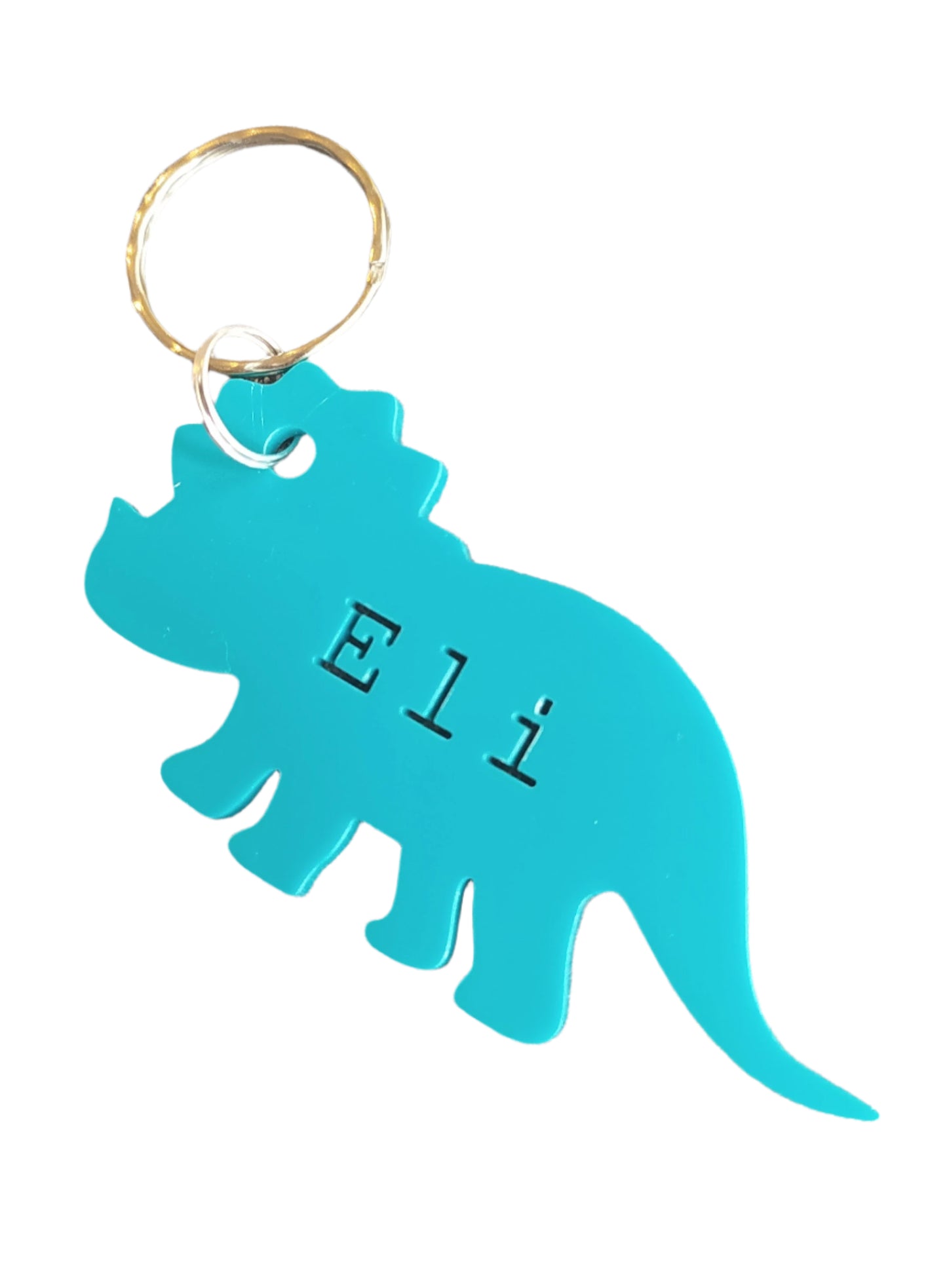 Triceratops acrylic keyring, cut out with any name in the middle. 