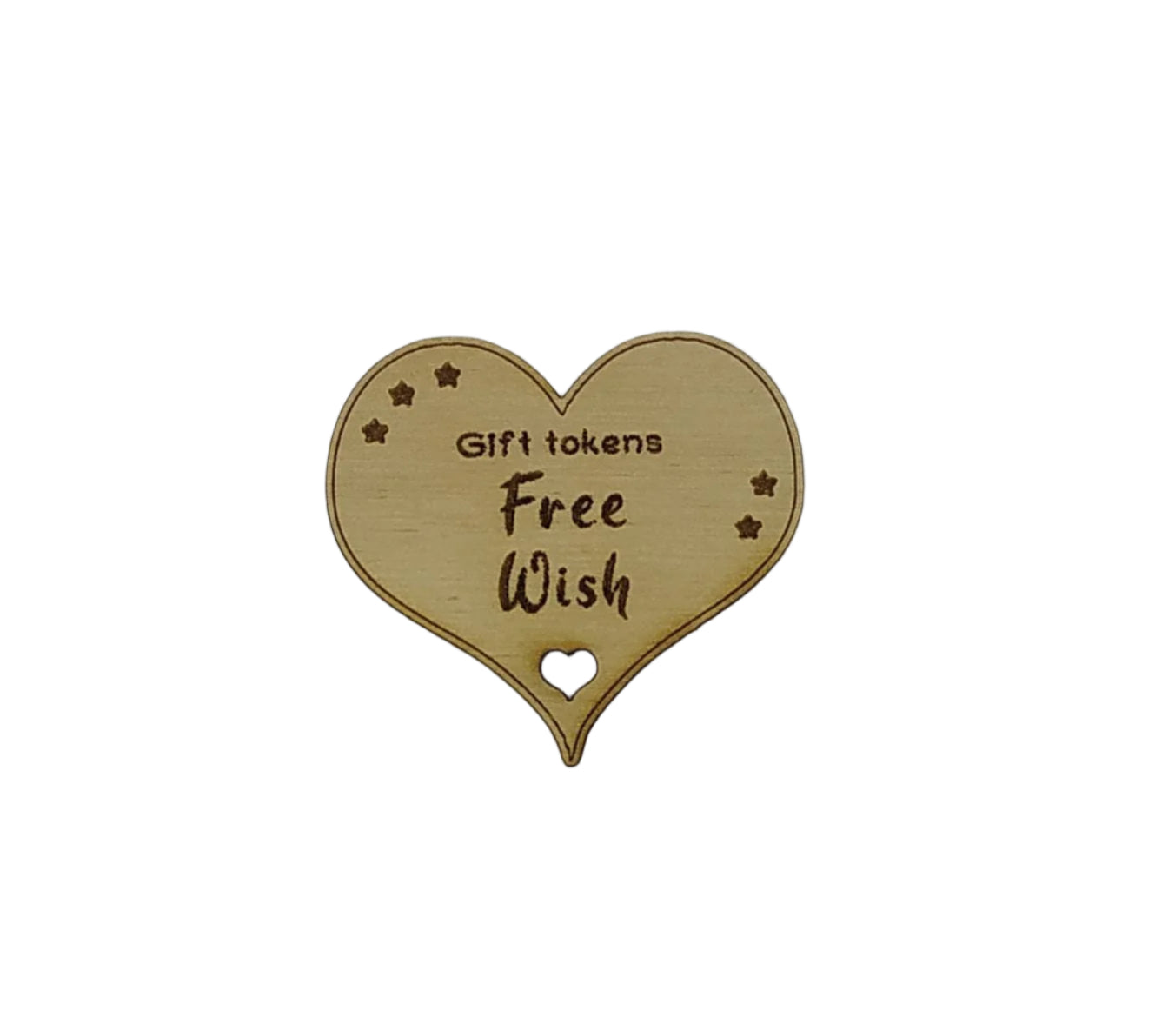 Personalised heart-shaped gift tokens, custom engraved with a message. A charming keepsake perfect for gifting, featuring a smooth finish and unique design.