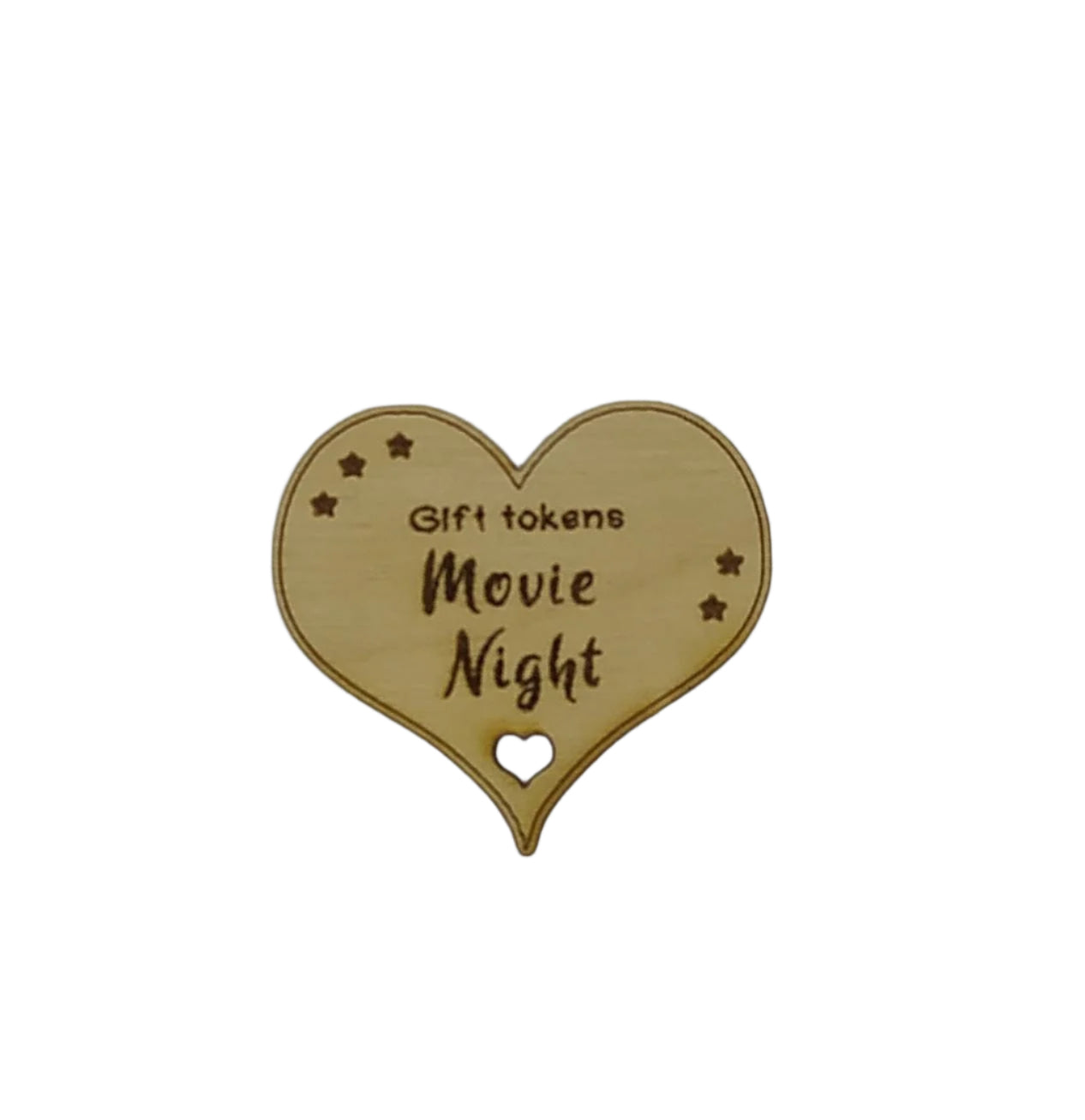 Personalised heart-shaped gift tokens, custom engraved with a message. A charming keepsake perfect for gifting, featuring a smooth finish and unique design.