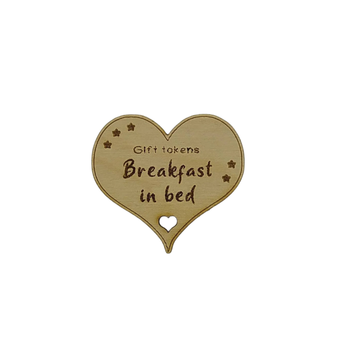 Personalised heart-shaped gift tokens, custom engraved with a message. A charming keepsake perfect for gifting, featuring a smooth finish and unique design.