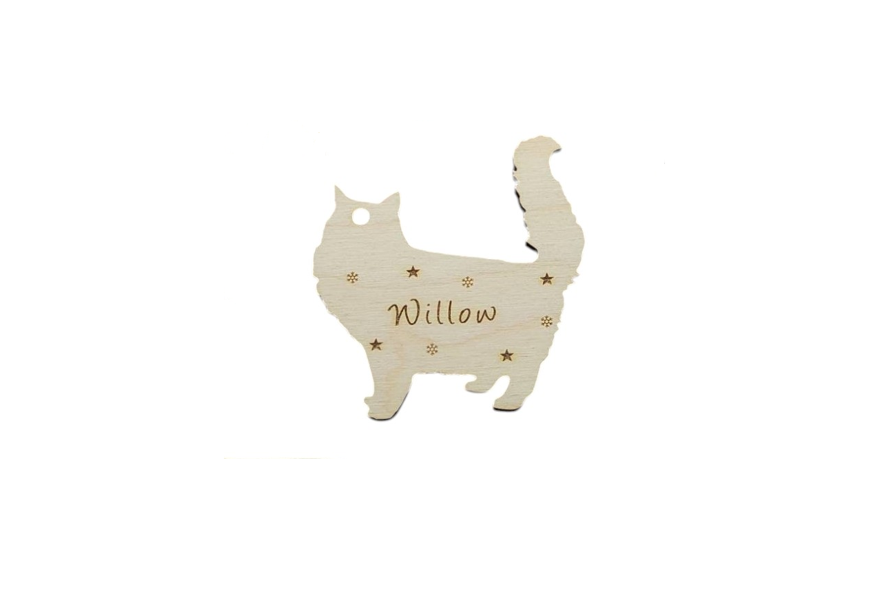 Personalised Wooden Cat Christmas decorations