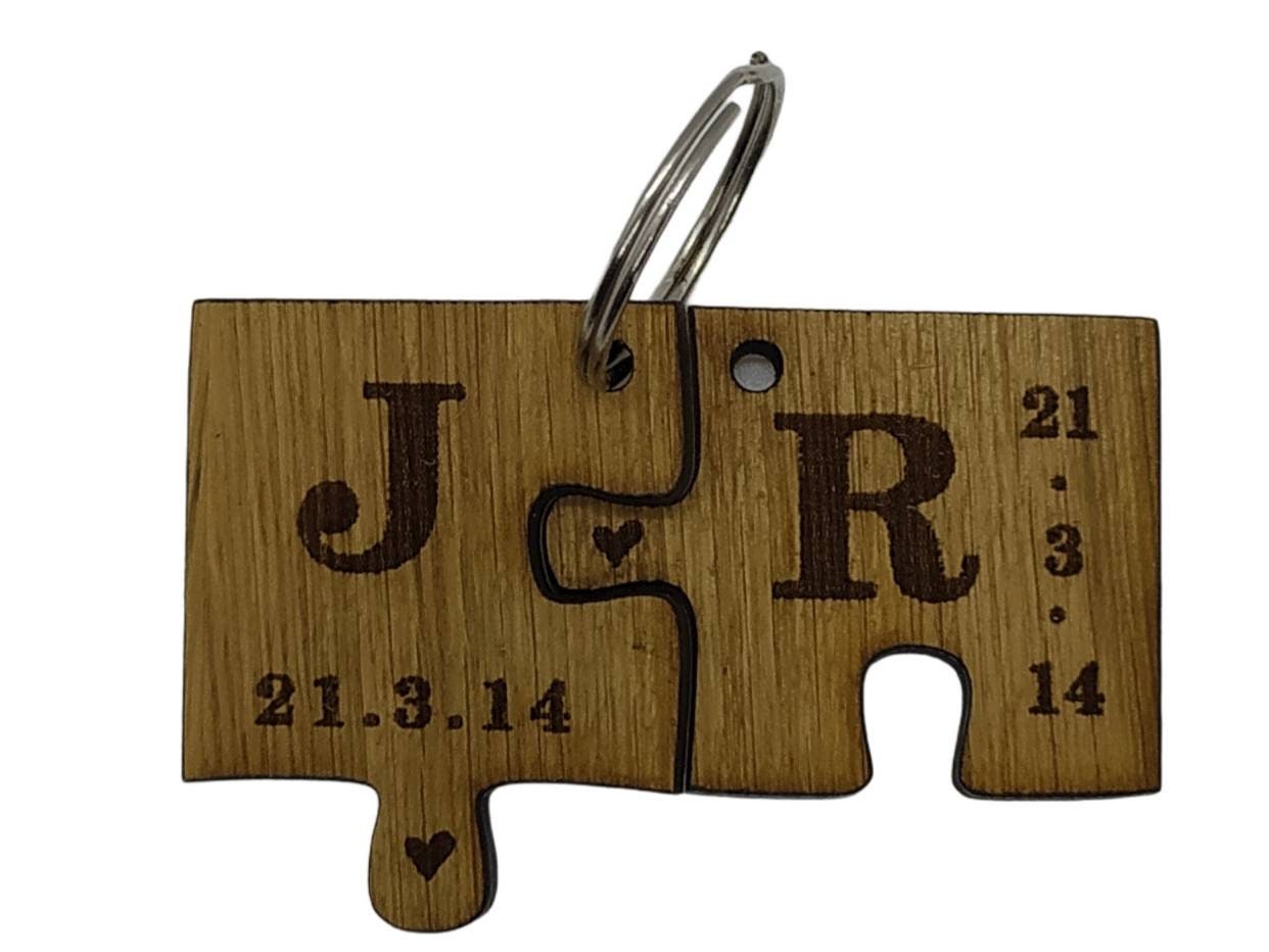 Personalised Wooden Puzzle Keyring set